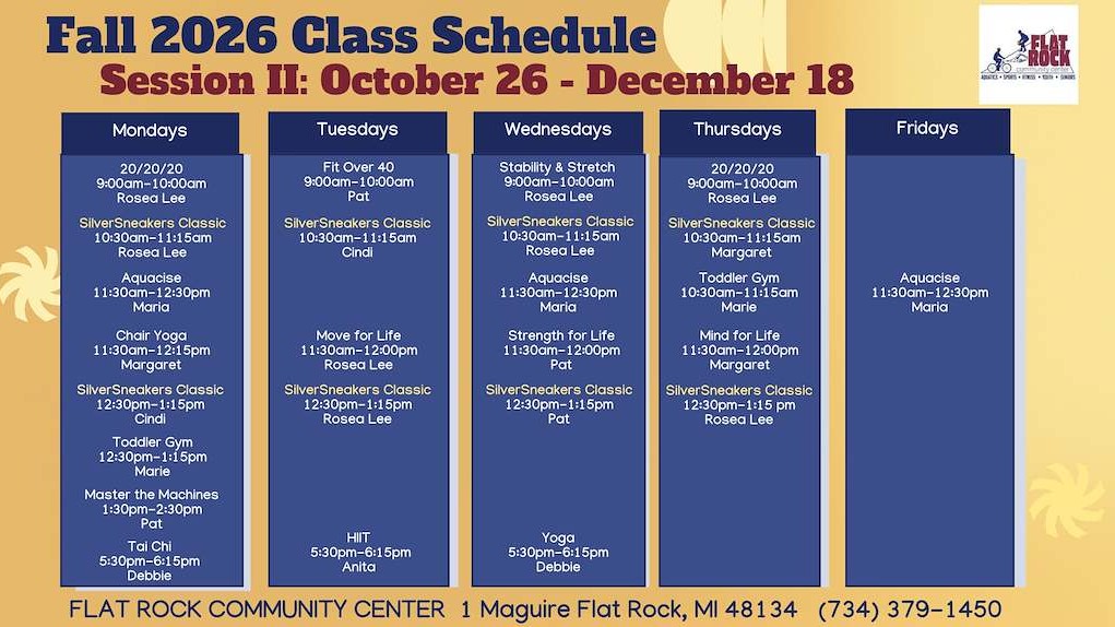 Fall Session II 2026 Class Schedule